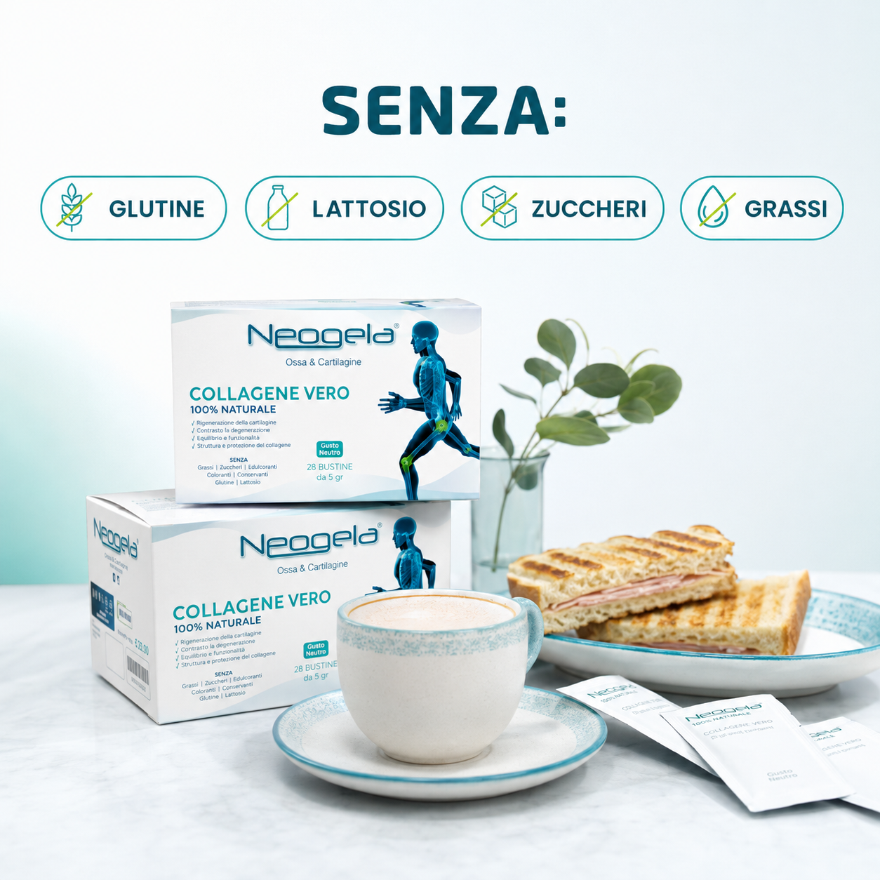 Collagene Neogela Osteo-Articolare Profondo, Collagene Puro 100% Naturale in bustine