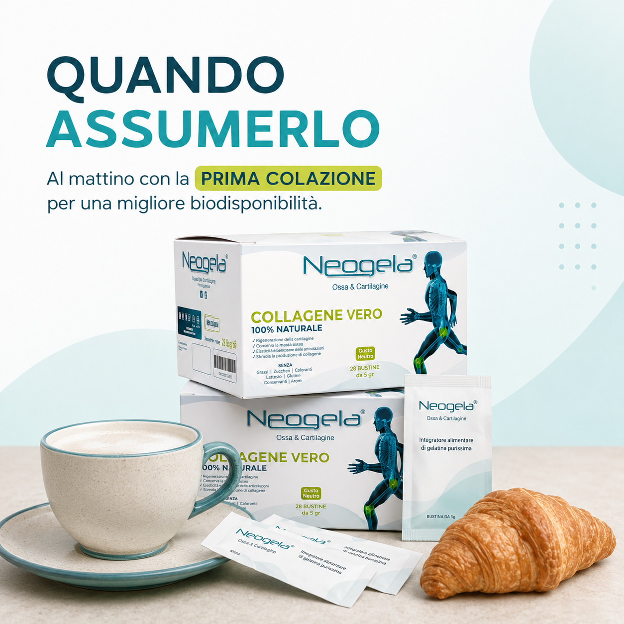 Collagene gel Neogela puro, alta biodisponibilità per cartilagine e ossa