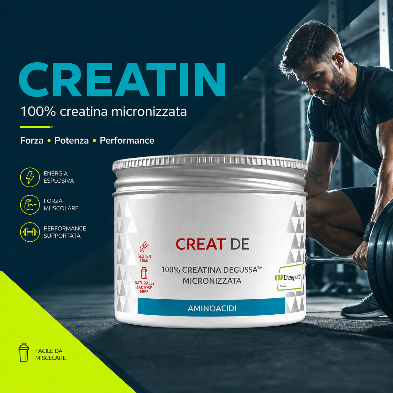 CREAT-DE Keforma Creatina Micronizzata Creapure®: Massima Potenza e Resistenza 300gr