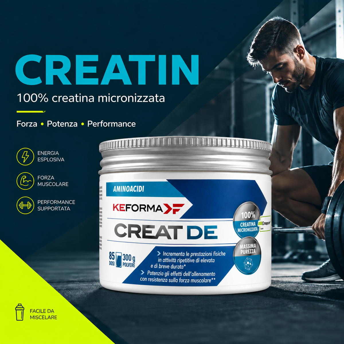 CREAT-DE Keforma Creatina Micronizzata Creapure®: Massima Potenza e Resistenza 300gr