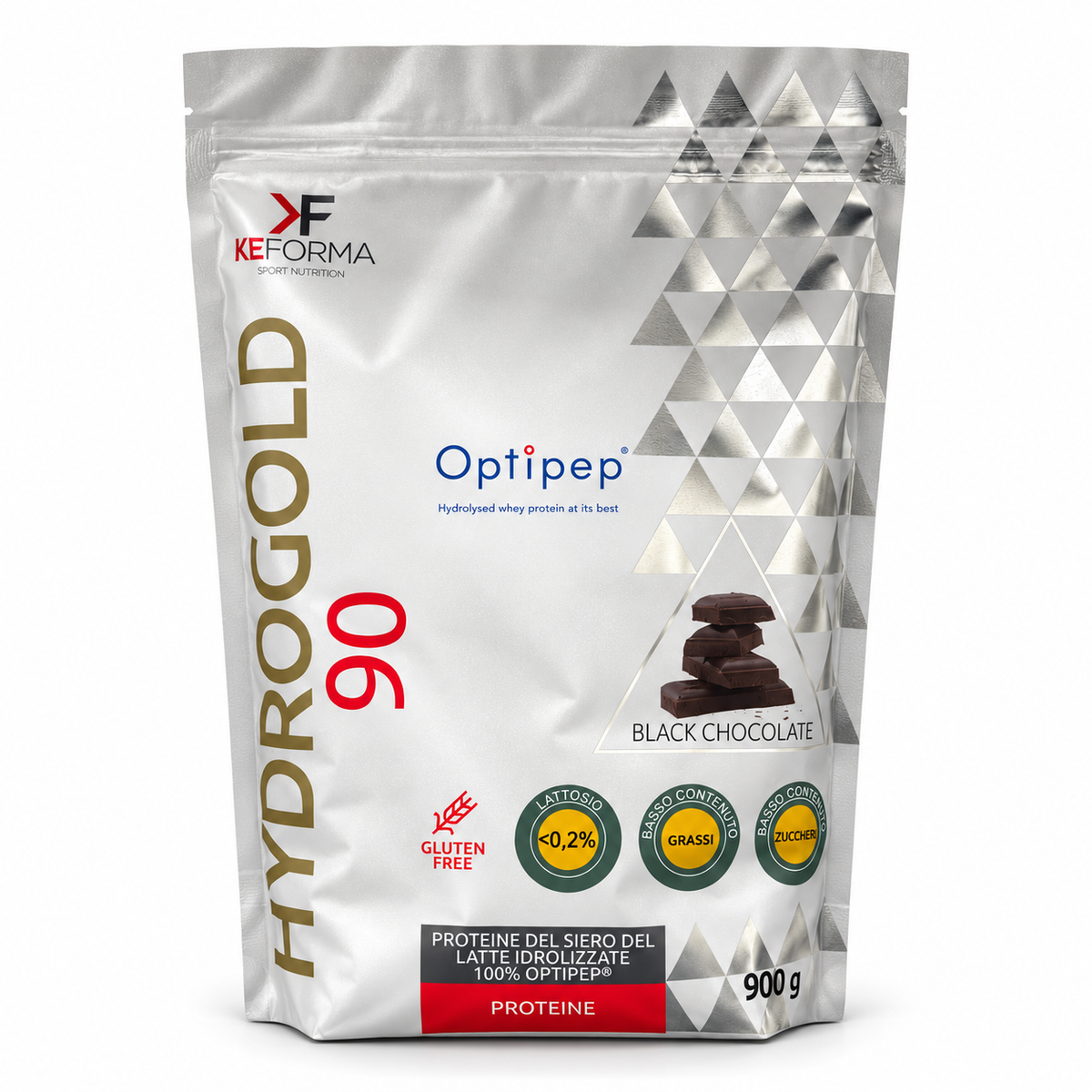 HYDRO GOLD 90, 900 GR Black Chocolate Keforma, l'Eccellenza del Recupero Muscolare Ultra-Veloce con HYDROGOLD 90 Idrolizzate