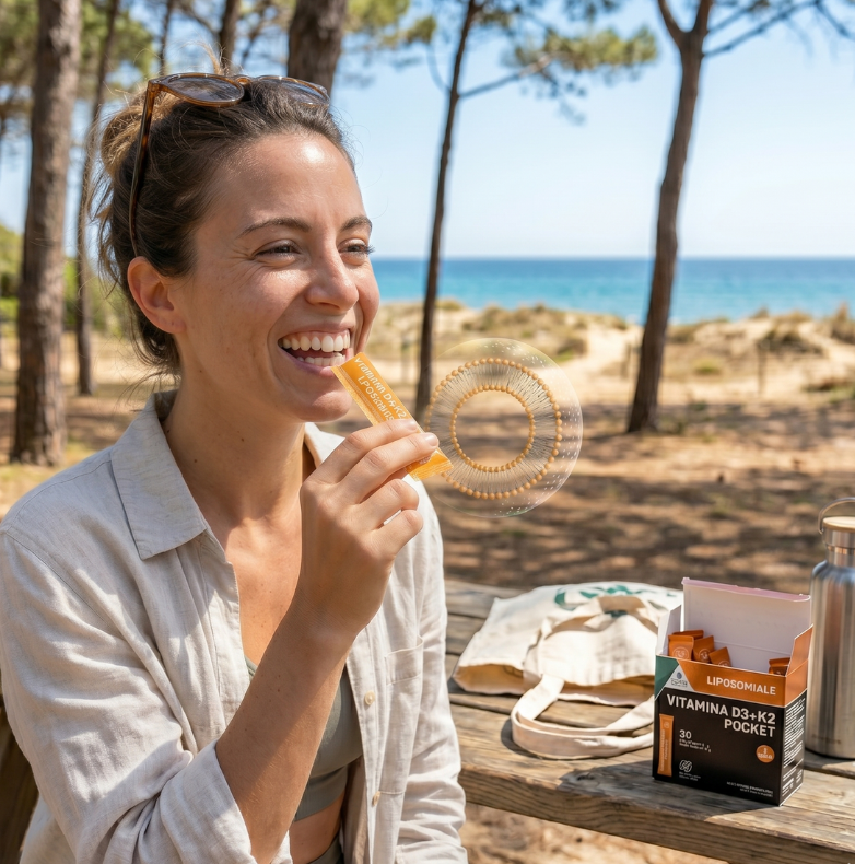 Vitamina D3 + K2 Pocket Liposomiale – Scudo e Sostegno Integrato